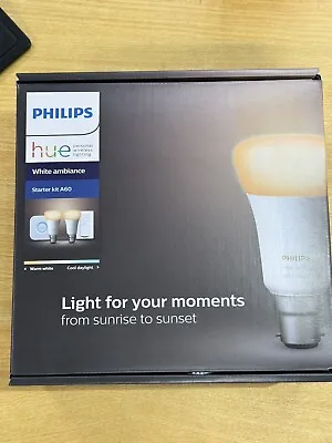  Philips HUE White Ambiance Bluetooth Light Starter Kit/B22 Bulb/Switch/Bridge • $120