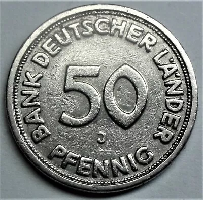 BR Germany 50 Pfennig 1949 J Bank Deutscher Länder S-ss/ F-vf + Capsule • £32.07