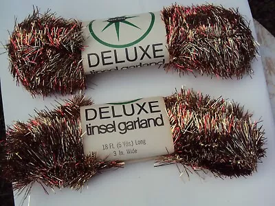 Vintage Brite Star Christmas Tinsel Garland Red And Gold 2 Packages • $9.99