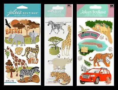 Jolee's SAFARI ANIMALS Stickers LION TIGER ZEBRA HIPPO MONKEY GIRAFFE ELEPHANT • $2.49