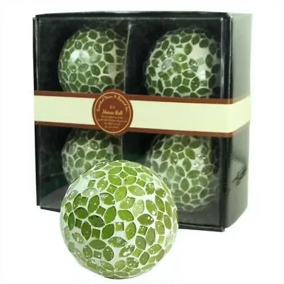 4.25” DECORATIVE ORBS MOSAIC  Set/4 JAR FILLERS BALLS  SPHERES ORBS HOME DECOR • $54.99