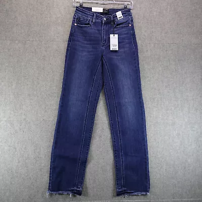 Judy Blue Jeans Women's 1/25 Dark Wash Faded Open Hem Stretch JB82464MD NWT • $39.99