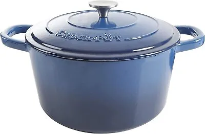 Crock-Pot Artisan Round Enameled Cast Iron Dutch Oven 7-Quart Sapphire Blue • $54.86