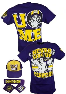 John Cena Mens Purple Costume Hat T-shirt Wristbands • $56.99