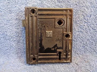 Vtg Old Unknown Rim Lock Cast Iron Interior Surface Rim Mount Door Lock  NO KEY • $35