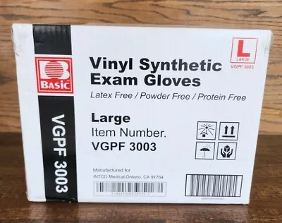 Basic Vinyl Synthetic Exam Gloves - Case Of 1000 LARGE (VGPF 3003) Exp 8/28 • $16.99