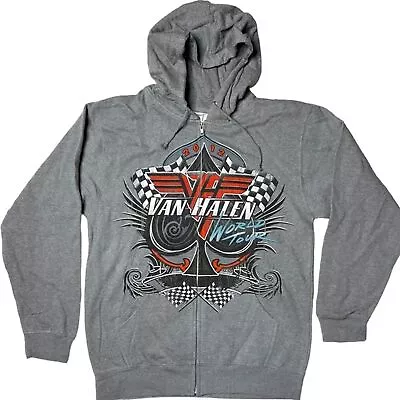 NWOT Van Halen World Tour 2012 Full Zip Graphic Hoodie Sweatshirt Grey Unisex M • $45