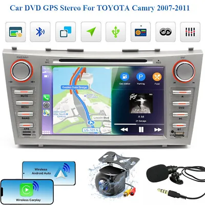 8  Car Stereo Radio DVD Player For 2007-2011 Toyota Camry CarPlay GPS Camera  • $149.29