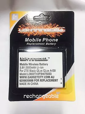 NEW Battery For ZTE A430 Blade Q Lux Telstra 4GX Buzz 2300mAh Li3822T43P3h675053 • $12.88