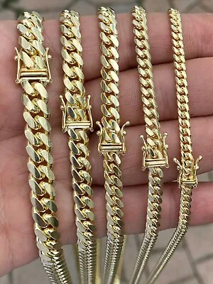 Men's Solid 10k Yellow Gold Miami Cuban Link Chain Or Bracelet Box Lock Necklace • $1191.23