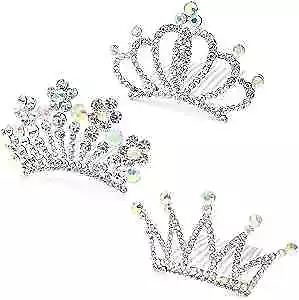  3 Pieces Silver Tiaras Crown With Hair Comb Mini Tiaras Crown For Women  • $18.19