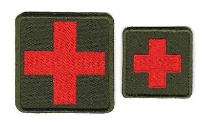 Red Medical Cross Patch Medic Olive Green Paramedic First Aid Military EMT Logo • $6.99