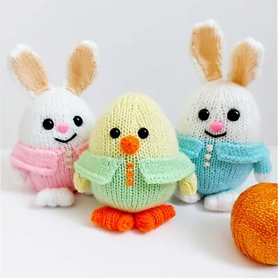 Knitting Pattern Easter Egg Bunny Rabbit Chick Toy & Chocolate Orange Cover DK • £4