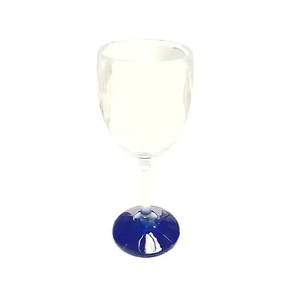 4 X ACRYLIC PLASTIC BLUE/CLEAR WINE GLASSES Caravan Motorhome Camping Marine Bbq • £12.49