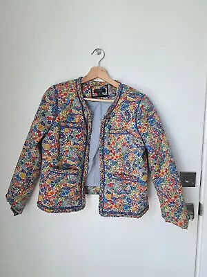 J Crew Liberty Fabrics Quilted Floral Jacket Size 6 Cotton With Pockets • $50