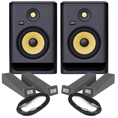 £362.50 • Buy KRK Rokit RP7 G4 Pair Powered DJ Studio Monitor Speakers Isolation Pads & Cables
