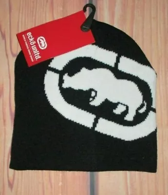 Mens Ecko Unltd Big Rhino Black Beanie Hat Cap One Size • $17.90