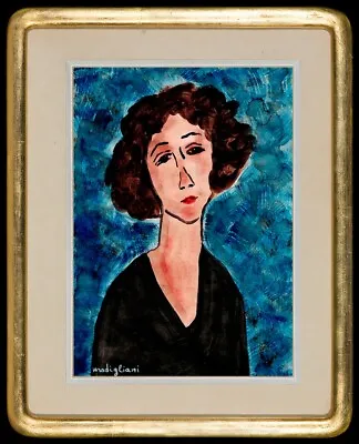 Amedeo Modigliani - Watercolor On Old Paper !!! Handmade !!! • $50