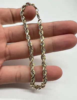 Real 10k Yellow Gold Rope Bracelet 4mm 8 Inch Men Women Diamond Cut On Sale • $159.99