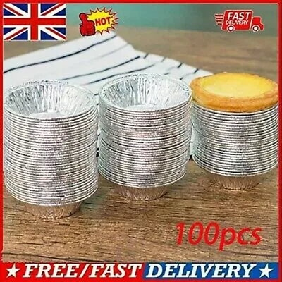 £9.59 • Buy 100pcs Small Foil Pie Dishes Cases Tart Tarts Pies Patty Tins  Baking Round Dish
