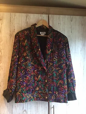 VINTAGE Chebella 100% SILK Padded Shoulder 1980s Oversize JACKET Size 8 10 12 • £9.99