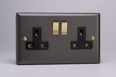 £14.25 • Buy Varilight Vogue Slate & Brass Light Switches, Plug Sockets, LED Dimmers Etc