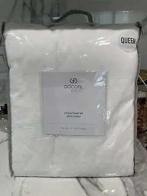 Docofil Portugal Queen Duvet Set!  100% Cotton Matelasse White. Brand New! • $199.99