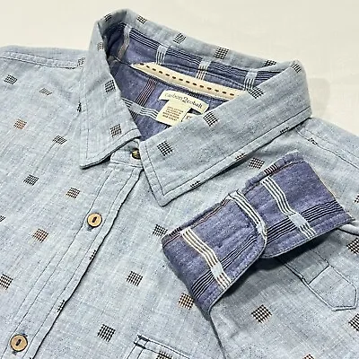 Carbon 2 Cobalt Men Blue Colorful Geometric Soft Flannel Shirt Flip Cuff Sz XXL • $24.99