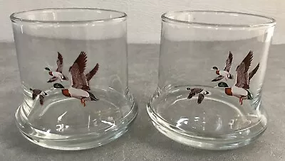 Vintage Avon Chesapeake Flying Mallard Ducks Whiskey Glasses Set Of 2 (8 Oz) • $15