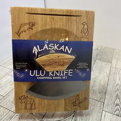 ULU Knife Set Alaska Chopping Bowl Large 8  With 6  Ulu Knife “NEW” Engraved • $38.95