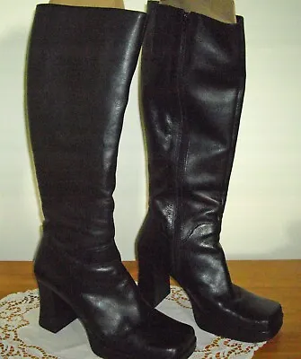 Amanda Smith Women's Tall Black 8.5 Boots 3 1/2  Stacked Heel Side Zippers ~ • $45