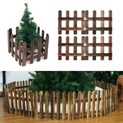 1.2M Christmas Tree Fence Picket Fence Garden Fencing Lawn Edging Home Yard Wood • £6.99