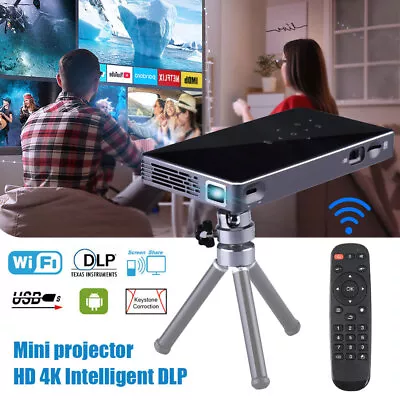 Smart DLP Mini Projector HDMI Android WiFi Bluetooth 1080P Home Theater DLP US • $219.99