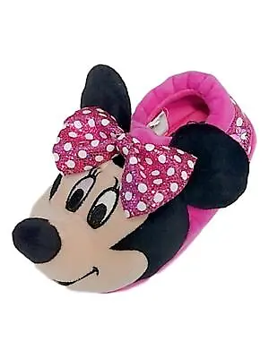 Disney Mickey Mouse Toddler Girls Pink Big Nose Minnie Mouse Loafers Slippers • $16.99