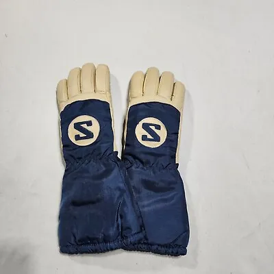Vintage Salomon Leather Ski Gloves Size Small Sherpa Lined • $44.95