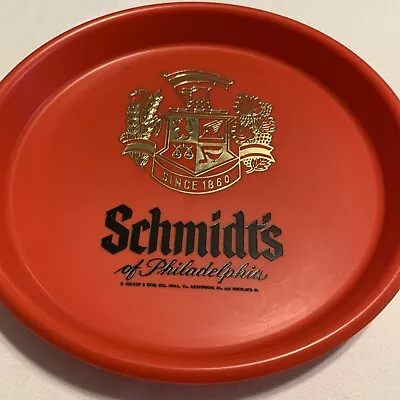 Vintage Schmidt’s BEER Tray Hard Plastic PHILADELPHIA BEER SERVING TRAY RED 13” • $10