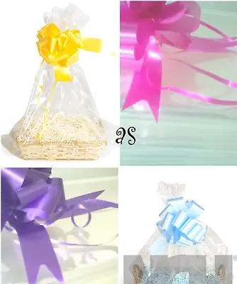 £4.49 • Buy X LARGE Clear Cello Bags, Bow HAMPER Cellophane Wrap DIY GIFT WEDDINGS BABY Mum