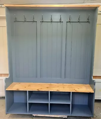 £490 • Buy Handmade Solid Pine 4ft Hall Shoe Boot Coat Stand Storage Bench 