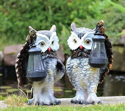 Garden Solar Ornament Owl Bird Light Up LED Lantern Statue Figurine Decor Patio • £15.95