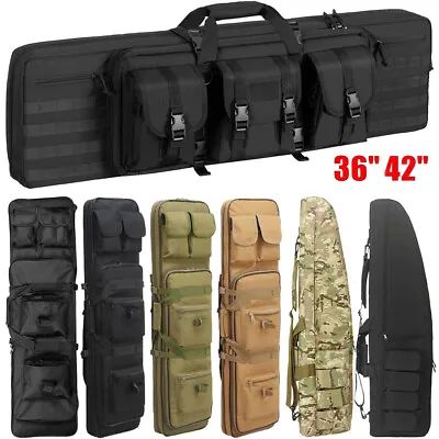 Large Tactical Dual Carbine Rifle Range Gun Carry Case Bag ShootingHunting Equip • £22.91