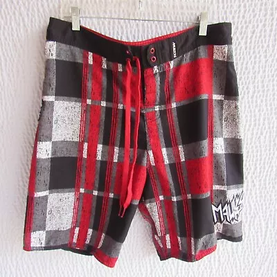 Maui Sons Board Shorts 34 Red Gray Black Inseam 9 Excellent  • $5.99