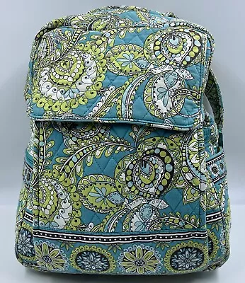 Vera Bradley Women's Backpack Turquoise Green Paisley Cotton Quilted Bag • $43.98