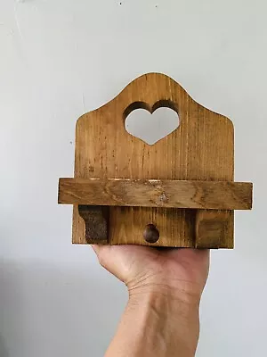 Small Wood Shelf With Heart Cut Out With Peg. Wall Vintage Shelf. Key Holder • $13.99