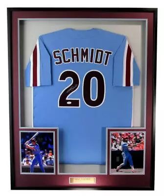 Mike Schmidt HOF Autographed Baseball Jersey Phillies Framed JSA 179136 • $838