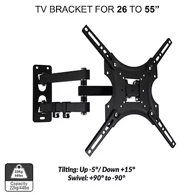 £13.50 • Buy Full Motion TV Wall Mount Bracket Swivel Tilt 26 32 40 42 50 52 55 Inch LED LCD