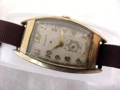 Vintage GOLD FD Large Antique Art Deco REMER CURVEX Mens Watch • $9.99