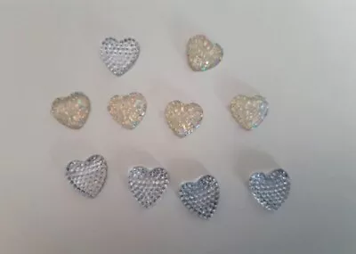 Craft Hearts Metal Silver And Sparkly White Pk Of 10 Scrapbooking Card Making • £1.10