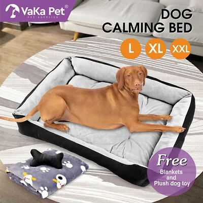 Vaka Black Dog Bed Pet Cat Calming Floor Mat Sleeping Cave Washable Extra Large • $31.99