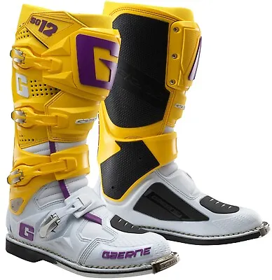 Gaerne Sg12 Mx Boots White/gold/purple Motocross  Enduro Boots - End Of Line • £295