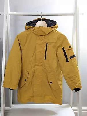 ZARA Boys Girls 9-10 Years Yellow Long Sleeve Hooded Zip Coat Clothes Warm • £9.75